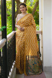 yellow digital print saree