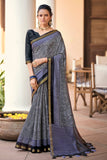 grey digital print saree