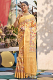 yellow digital print saree