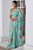 Digital Print Saree Deep Sky Blue Digital Print Saree saree online