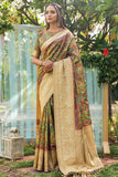 green digital print saree