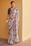 grey digital print saree