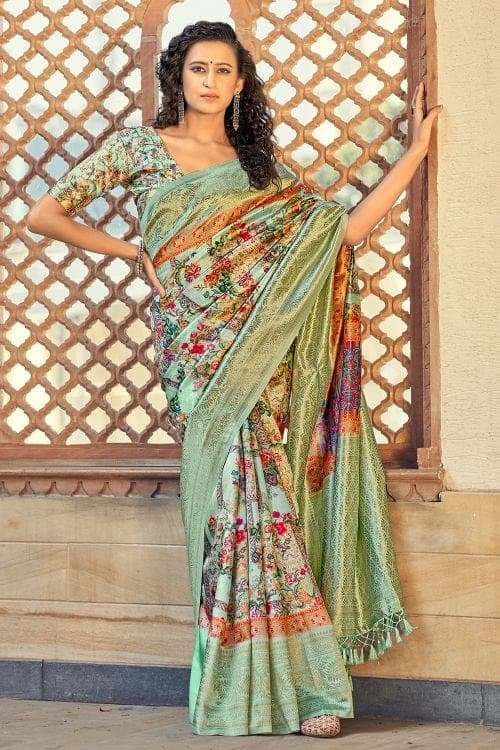 Digital Print Saree Jade Green Digital Print Saree saree online