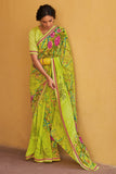 green digital print saree