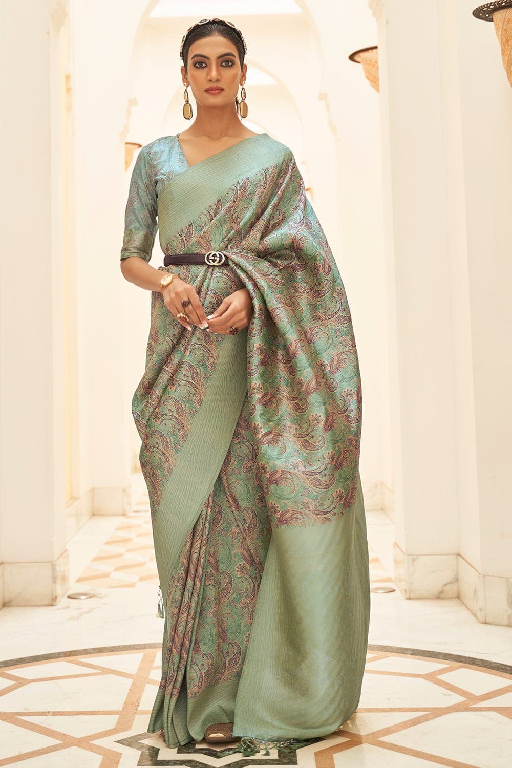 Digital Print Saree Light Green Digital Print Saree saree online