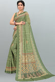 green digital print saree