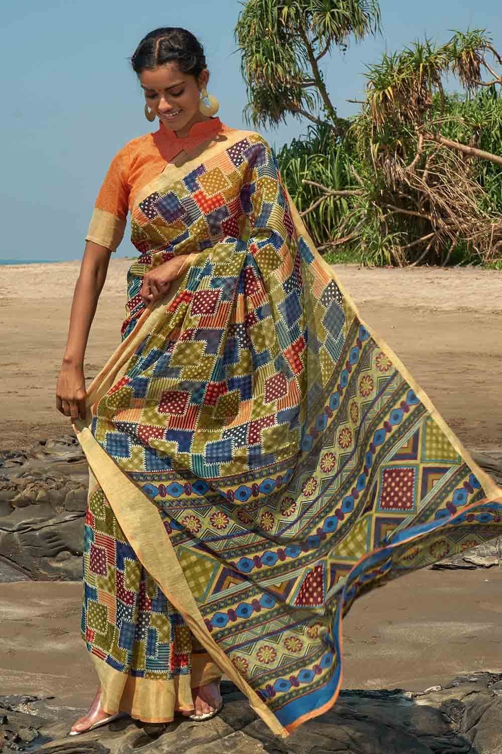 Digital Print Saree Multicolour Digital Print Saree saree online