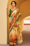 multicolour digital print saree