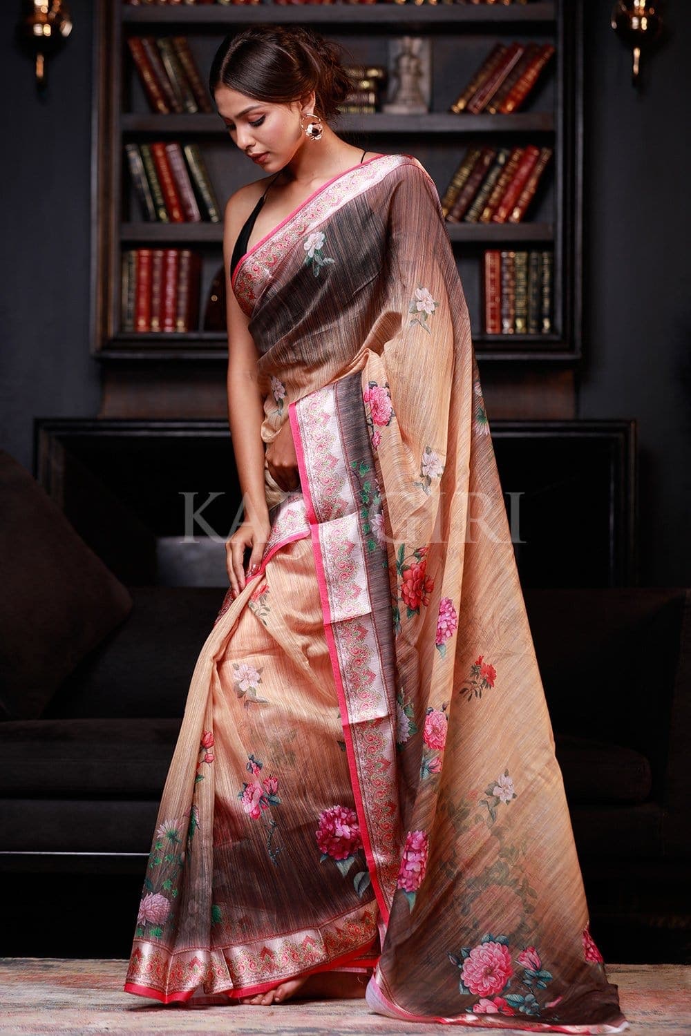 Buy Online: Pink/Purple Digital Print Saree - Fashion