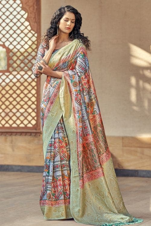 Digital Print Saree Pearl River Grey Digital Print Saree saree online