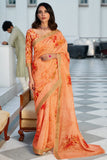 Digital Print Saree Tangerine Orange Digital Print Saree saree online