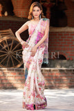 Digital Print Saree Vivid White Digital Printed Saree saree online