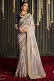 grey dola silk saree