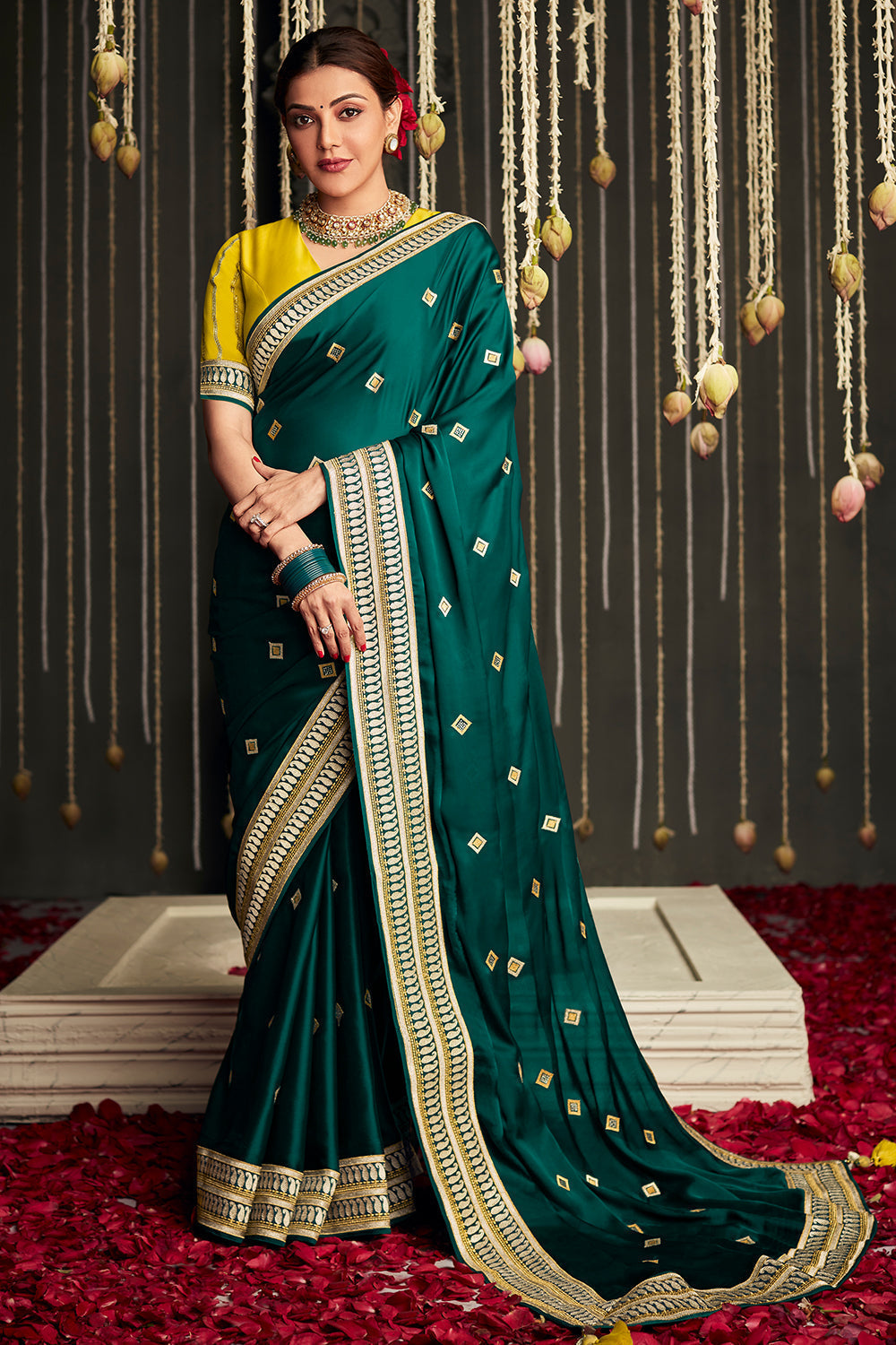 green dola silks saree