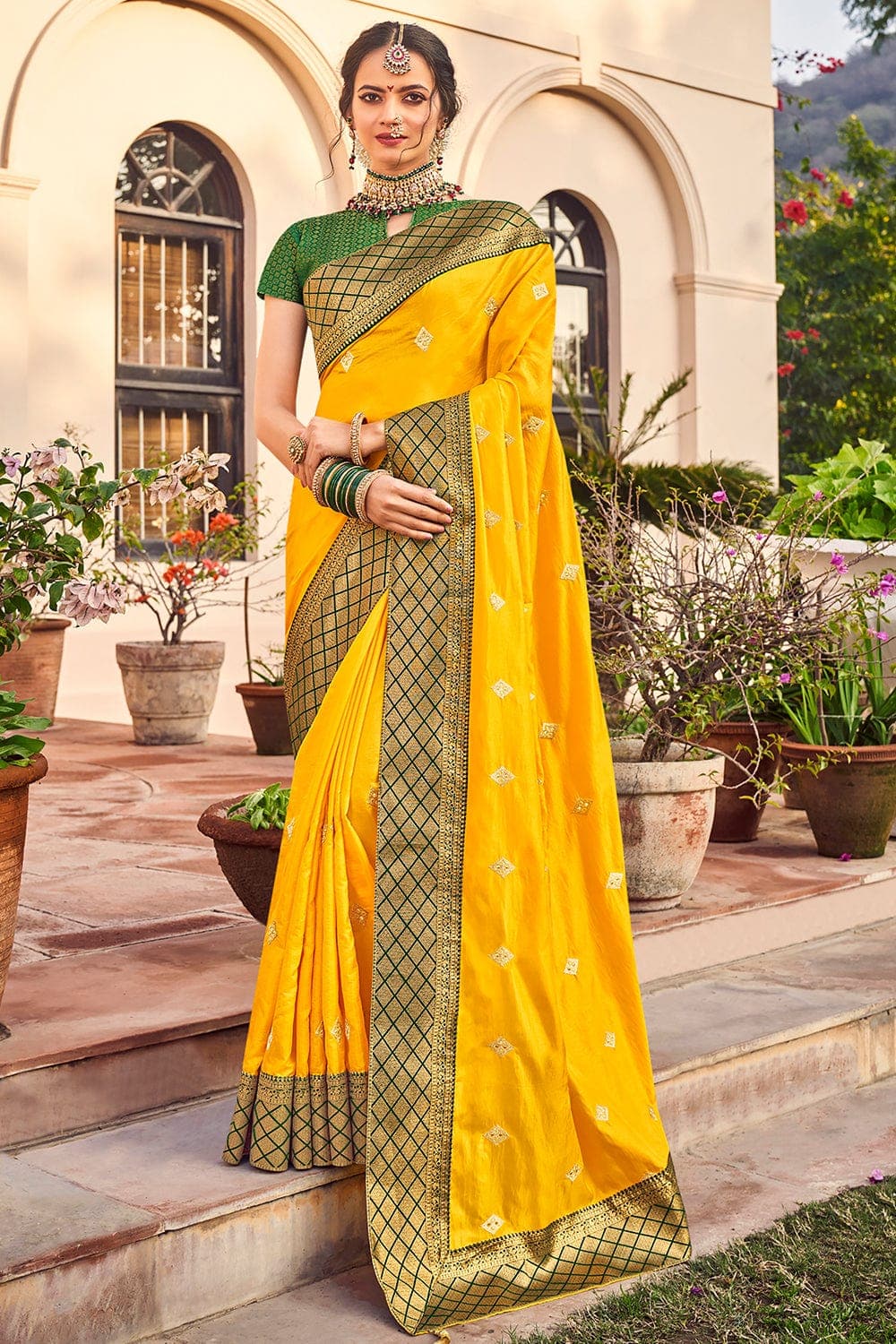 Dola Silk Saree Iris Yellow Dola Silk Saree saree online