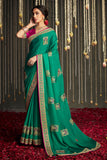 green dola silk saree