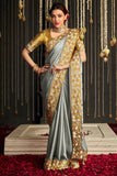 grey dola silk saree