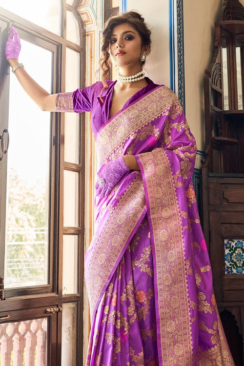 Trending Purple Color Silk Saree For Wedding – Joshindia