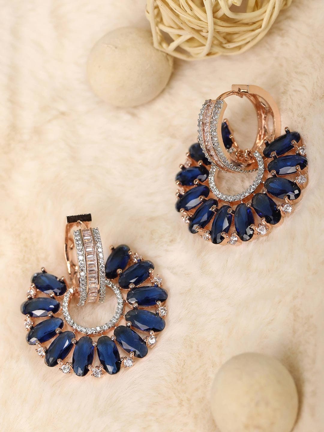 Blue earrings store for saree