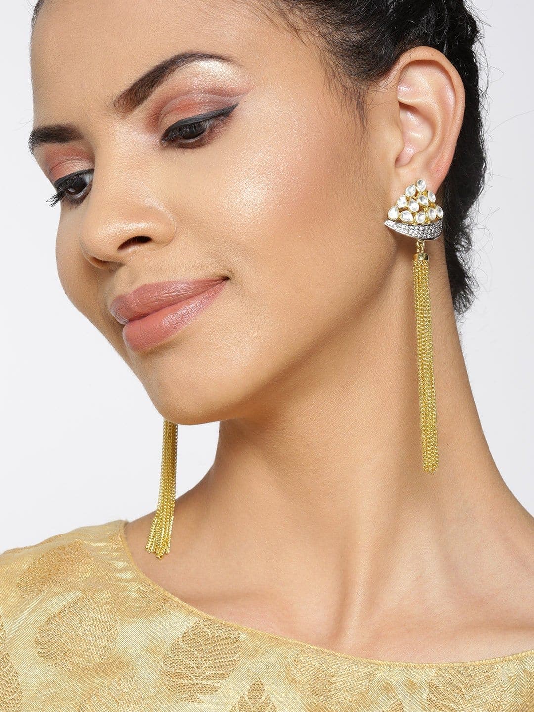 Diamond Long Earrings - Indian Jewellery Designs