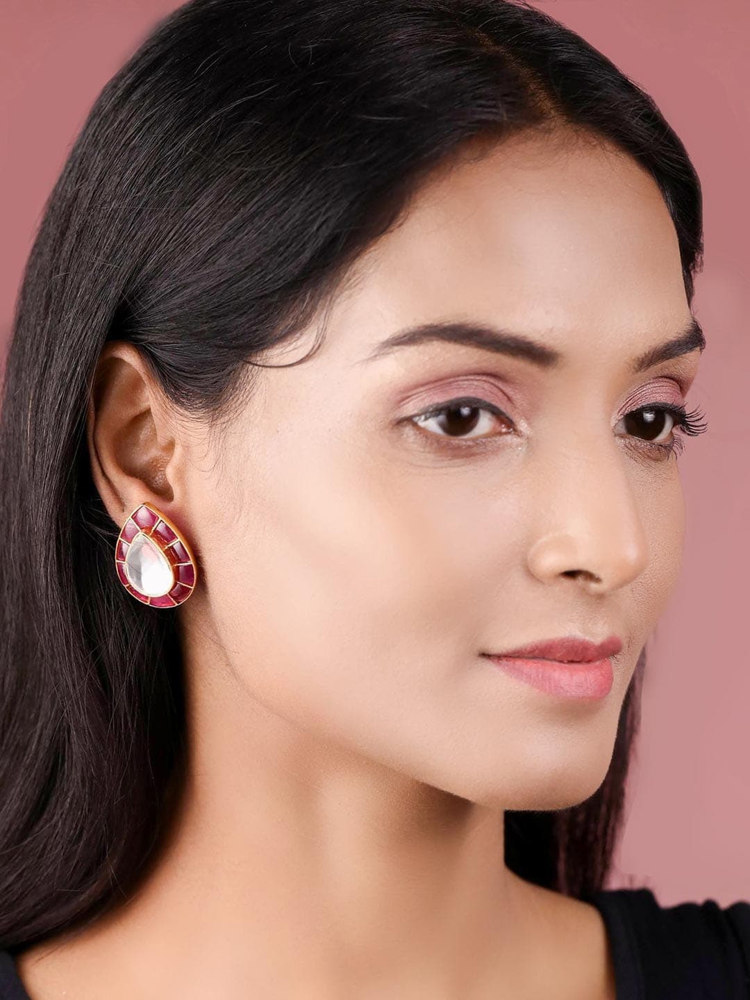 Buy Now Pink & Golden Stud Earrings – Joules by Radhika