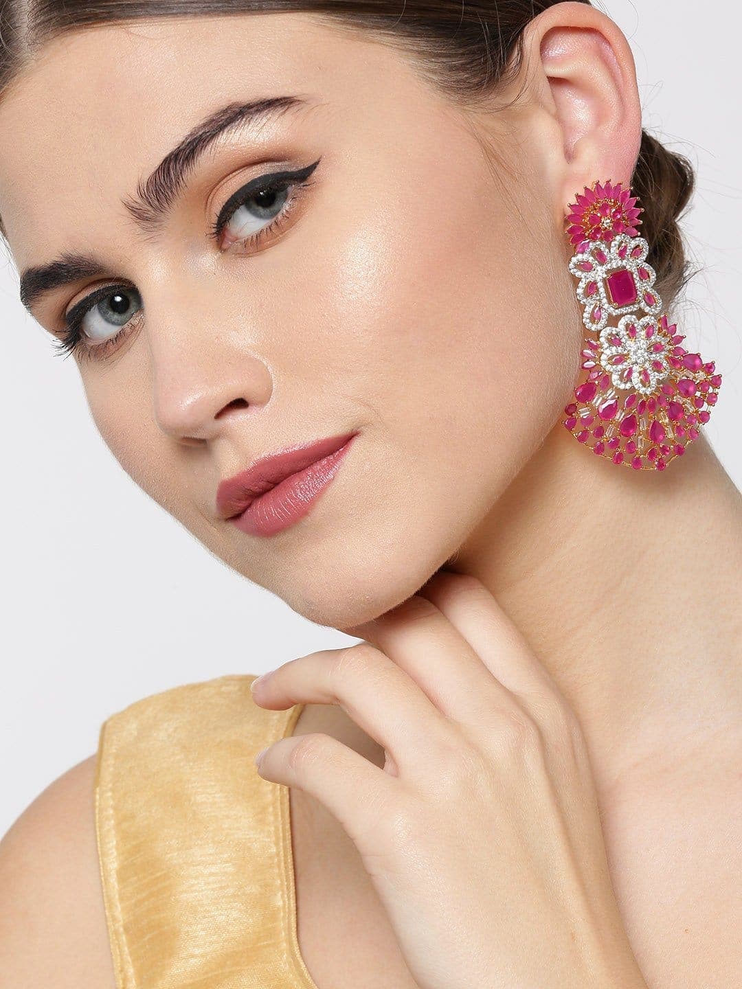 Purple Color Moissanite Earrings/bridal Indian/pakistani Pachi Kundan  Carved Stone Earrings/kundan/tayani Inspired Kundan Chandbali - Etsy