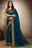 blue georegtte saree