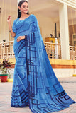 blue georgette saree