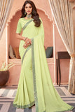 green georgette saree