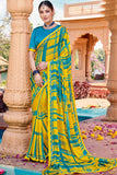 yellow georgette saree