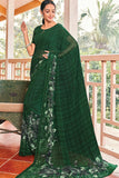 green georgette saree