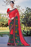 Candy Apple Red Georgette Saree