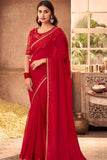 red georgette saree