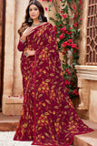 maroon georgette saree