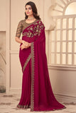 red georgette saree