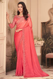 pink georgette saree