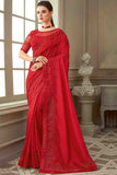 red georgtte saree