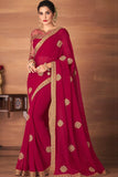 red georgette saree