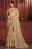 yellow georgette saree