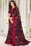 Dark Wine Georgette Saree