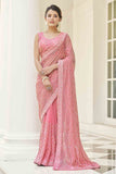 pink sarees, georgette saree