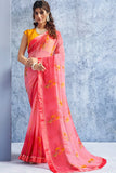 pink georgette saree