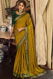 yellow georgette saree