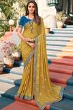 yellow georgette saree