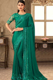 green georgette saree