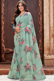 green georgette saree