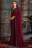 maroon georgtte saree