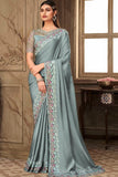 grey georgette saree