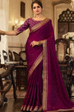 purple georgette saree