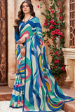 blue  georgette saree